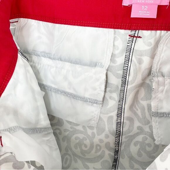 Issac Mizrahi Tailored Stretch Trouser Shorts Black/White Native Print Sz 12 - Picture 7 of 10